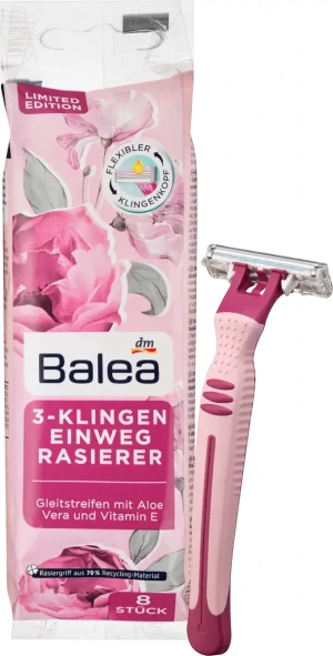 Жіночі станки для гоління на 3 леза Balea 3-Klingen Einweg Rasierer 8шт 4067796157789
