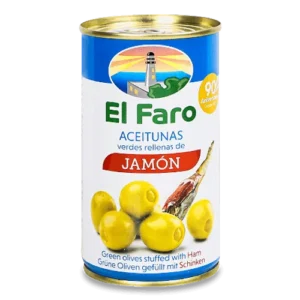 Оливки El Faro  з хамоном ж/б 350г 8410813215157