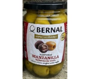 Оливки Bernal Manzanilla Rellenas de Trufa фаршировані пастою трюфеля 300 г (12/ящ) 8428391008825