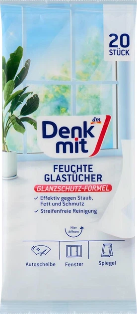 Серветки для чищення скляних поверхонь Denkmit Glas- Reiniger Tucher 20шт
