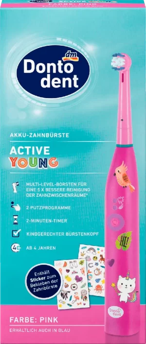 Електрична зубна щітка для дітей Dontodent Active Young (рожева) 4066447796360