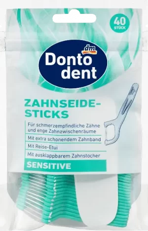 Зубочистки флостік з ниткою Dontodent Zahnseide-Sticks 40шт дитячі