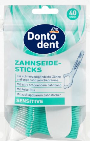 Зубочистки флостік з зубною ниткою Dontodent Zahnseide Sensetive 40шт 4066447703627