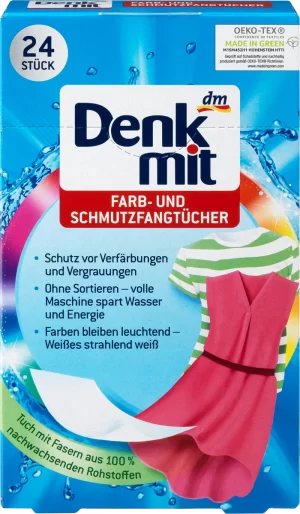 Серветки для прання Denkmit Fahr-und schmutz 3in1 24шт для захисту кольорових речей