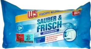 Вологі серветки для прибирання W5 Sauber&Frisch 80шт Океан (сині)